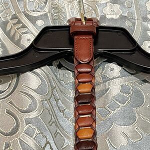 Vintage Braided Womens Belt Brown Small Leather 90s Skinny Bohemian Chic Retro